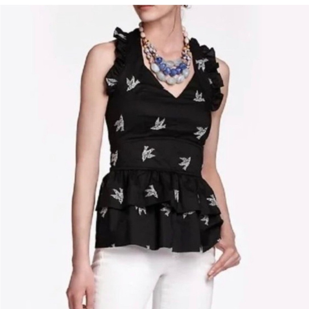 Anthropologie sz 4 Girls from Savoy Embroidered Bird Smocked Halter Top Tie